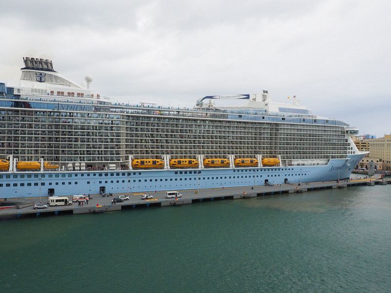 The huge Anthem of the Seas is in port nearby