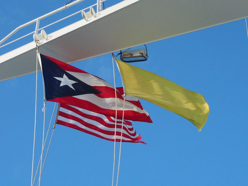 The ship flies the Puero Rican flag