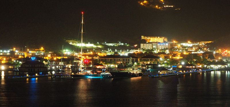 Nighttime view of Charlotte Amalie