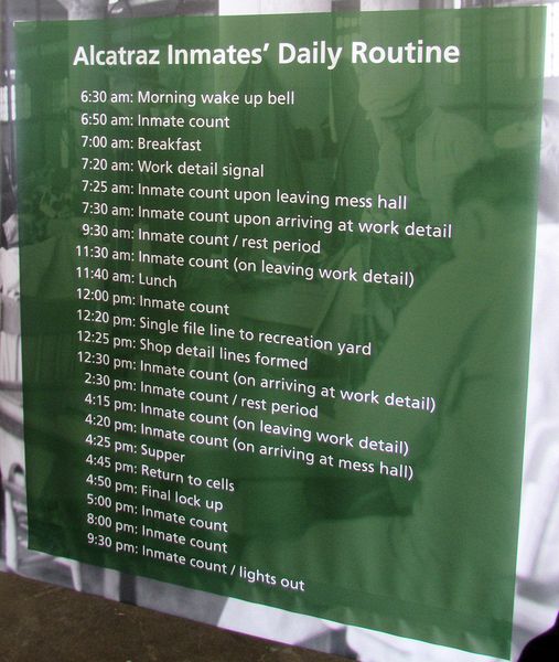 Inmate daily routine (with lots of inmate counts)