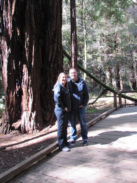 Jen and Dave next to a large tree