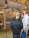 Nicholas and Pete look at the cell where a prisoner escaped