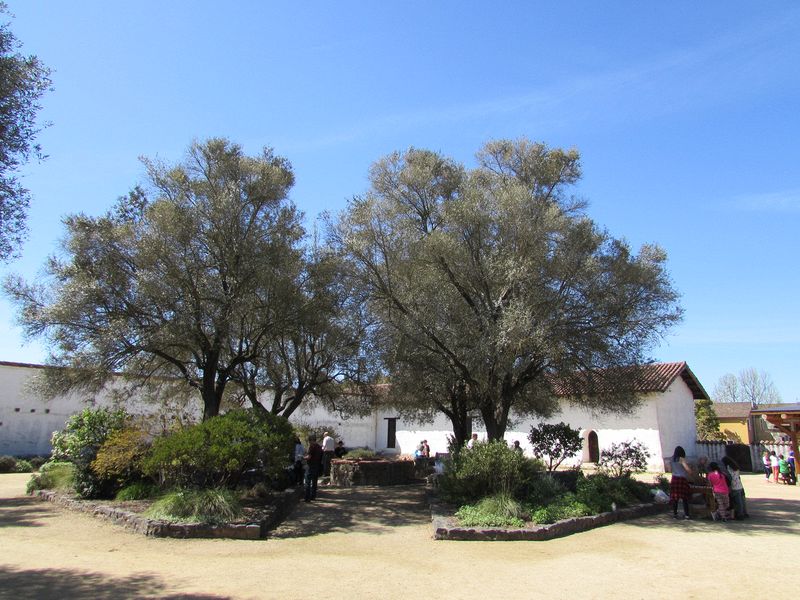The mission courtyard