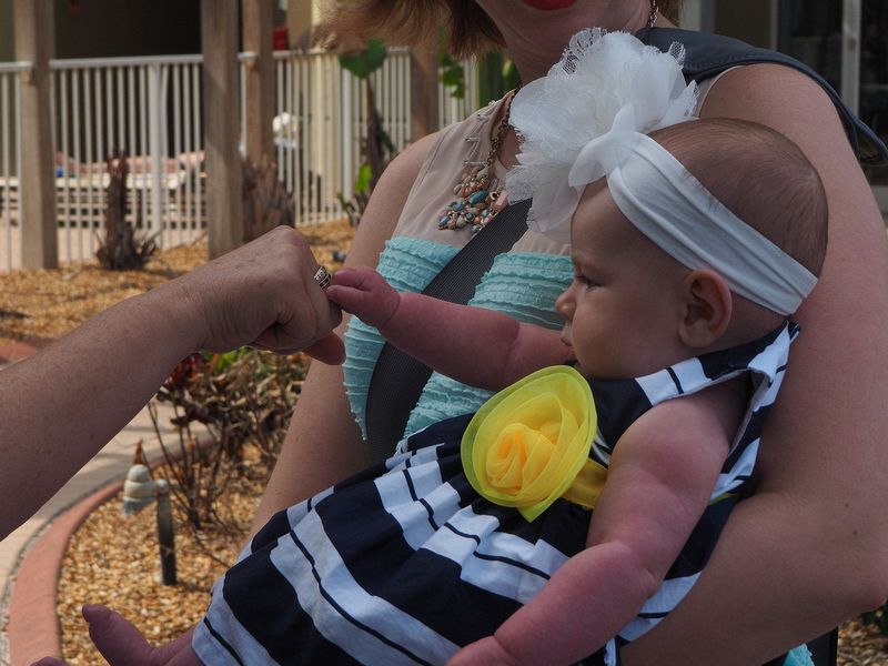 June fist bumps with Audrey