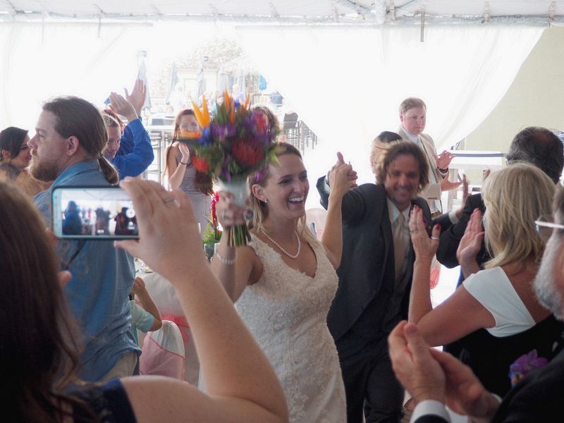 The bride and groom arrive