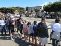 A long line waiting for the cable cars