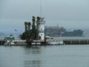 Forbes Island restaurant with Alcatraz in the background