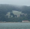 Military cemetery in the fog at the Presidio