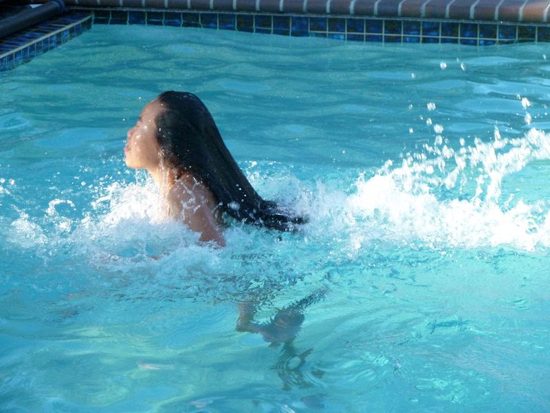 Katie in the pool