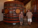 Diane and Brian in front of a carved tank