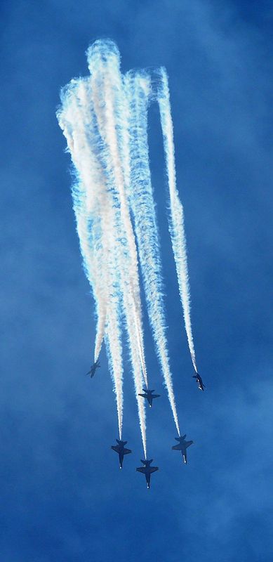 Blue Angels flying straight down