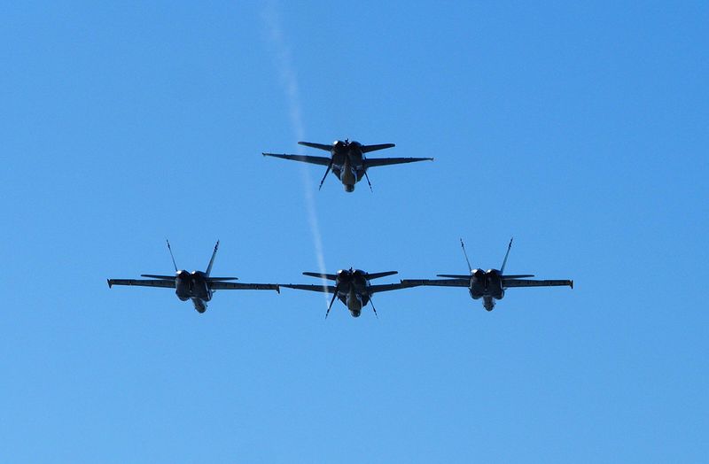 Four Blue Angels, two upside down