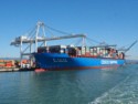 Huge cargo ship being unloaded in Oakland