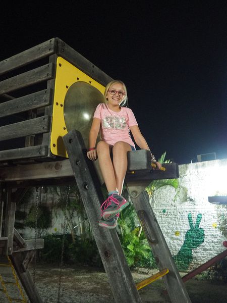 Cora on the play structure