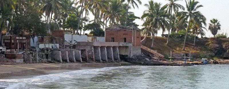 Destroyed buildings next to the hotel