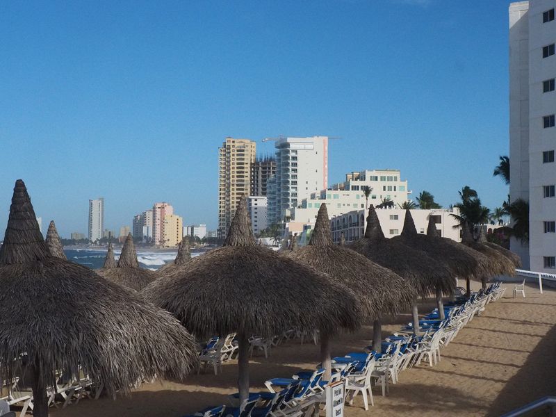 Palapas at the hotel's beach