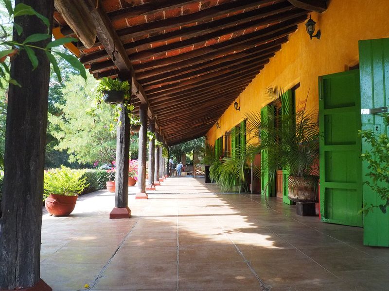 Veranda on one of the distillery buildings