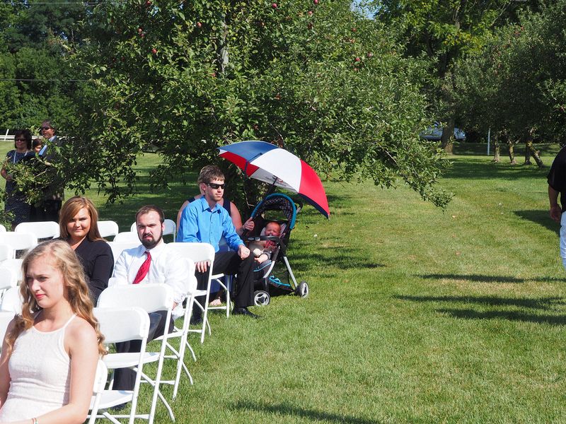 Baby under umbrella