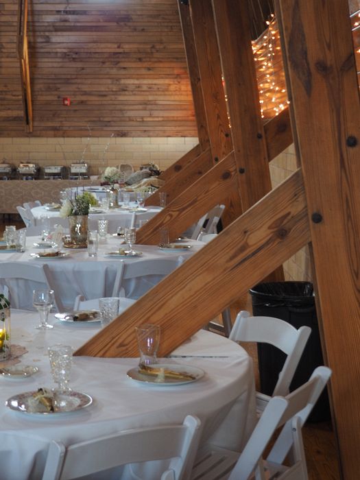 Some of the building's beams slice right through the tables