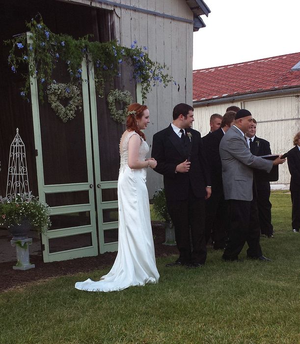 The bride and groom arrive