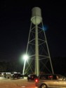 Water tower at night