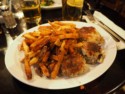 Cod cakes and fries