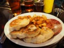 Toutons, home fries, and fried bologna