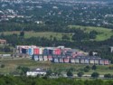 Colorful houses in St John's in the distance