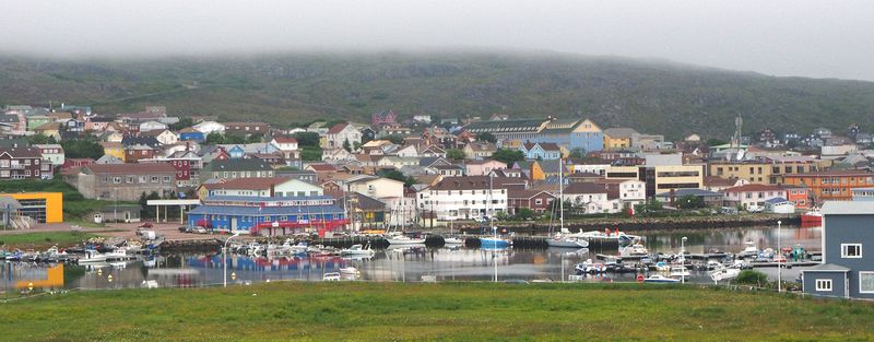 Colorful buildings and small boat harbor