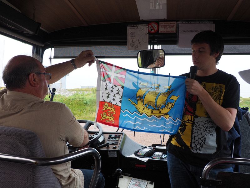 Our tour guide explaining the flag