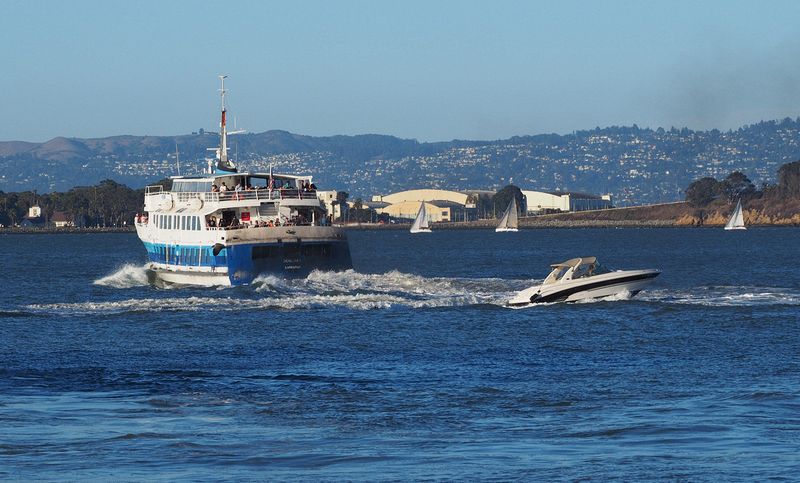 Ferry, sail boats, speed boat