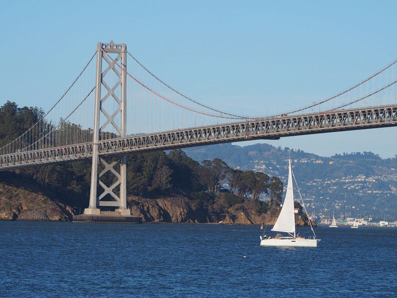 Sail boat at the Bay Bridge