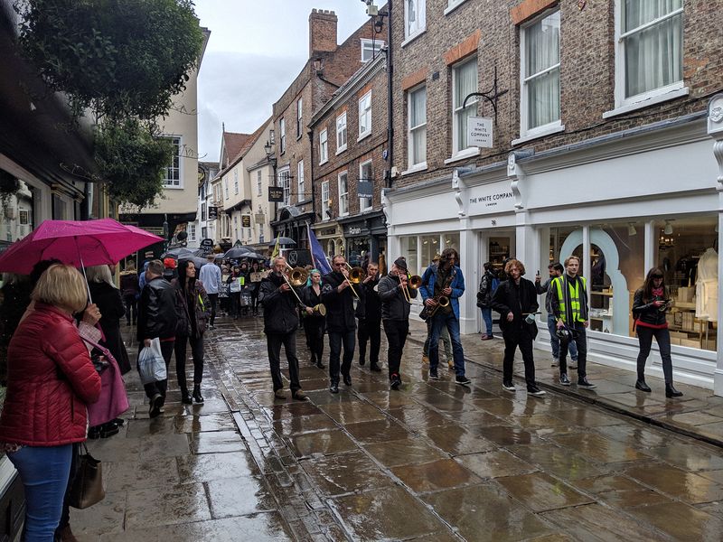 A protest parade about climate change