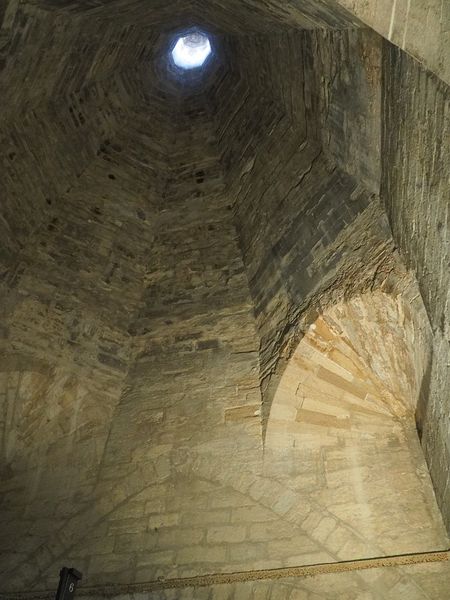 Looking up into the chimney for the main kitchen