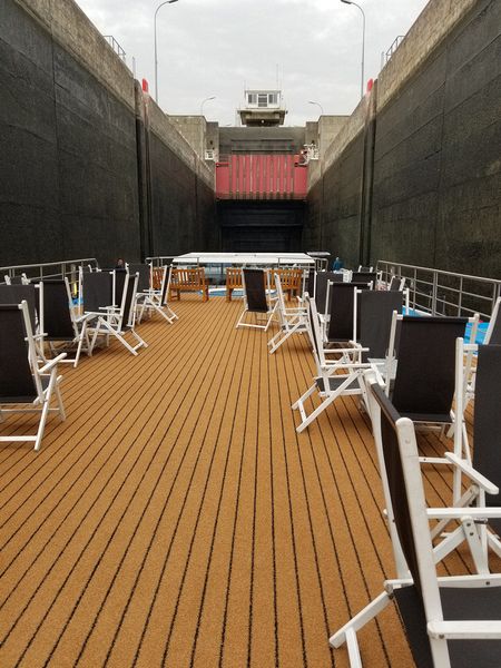 On the top deck as we go through another lock