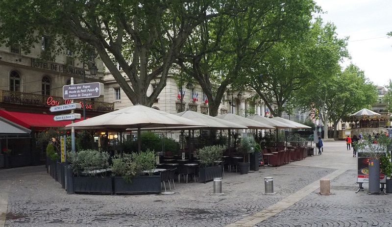 Outside cafe in downtown Avignon