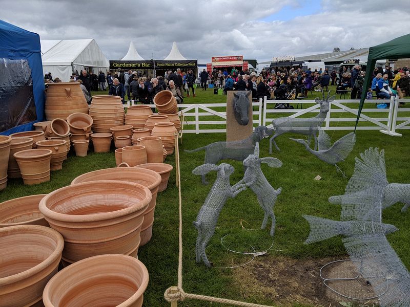 Pots and sculpture made from chicken wire