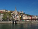 St George Church and a footbridge over the Saone River