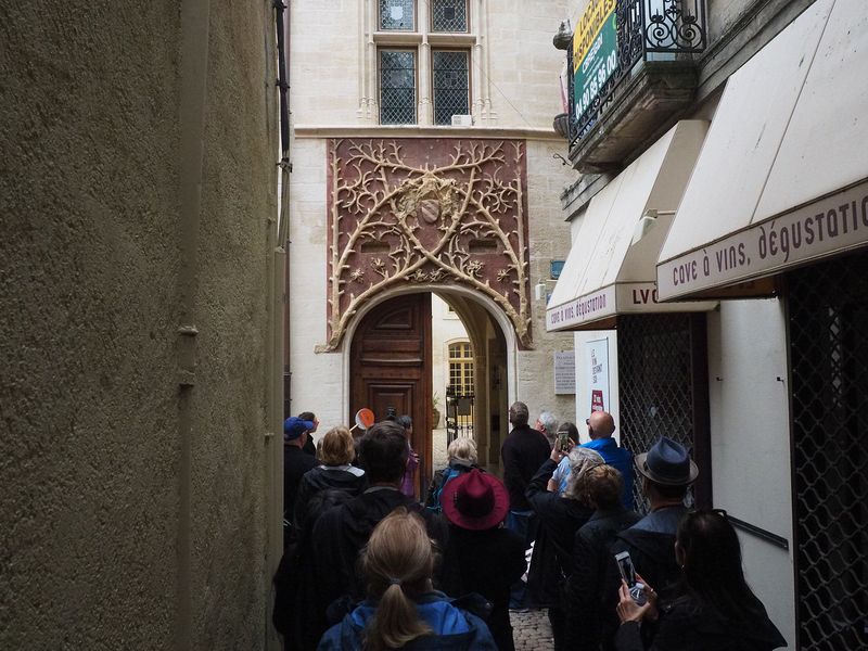 We enter the Palais du Roure museum with the Baroncelli coat of arms