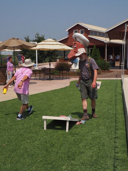 Keith and Dan play corn hole