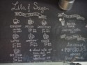 Chalkboard menu