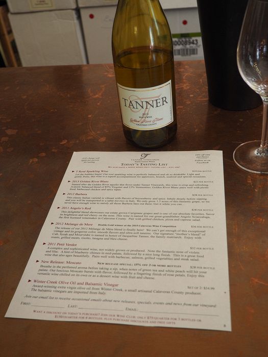 Tanner tasting menu